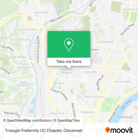 Triangle Fraternity UC Chapter map