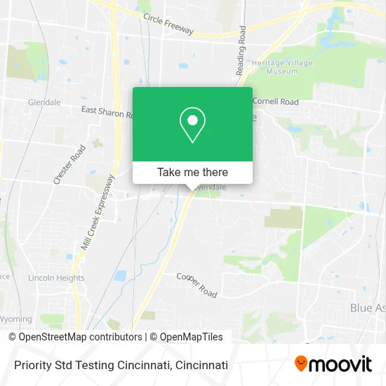 Priority Std Testing Cincinnati map