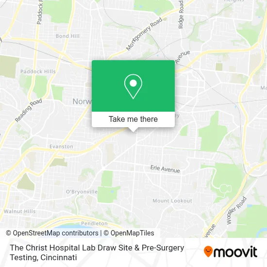 The Christ Hospital Lab Draw Site & Pre-Surgery Testing map