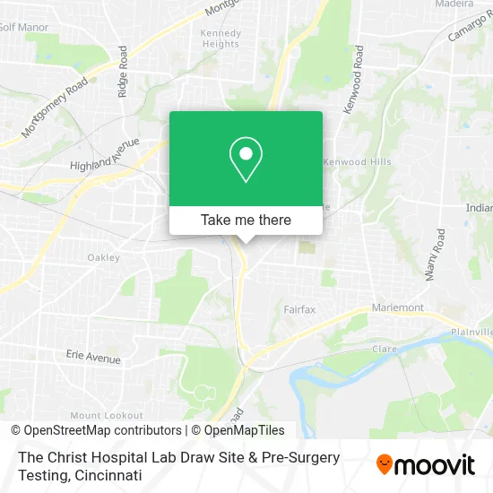 The Christ Hospital Lab Draw Site & Pre-Surgery Testing map