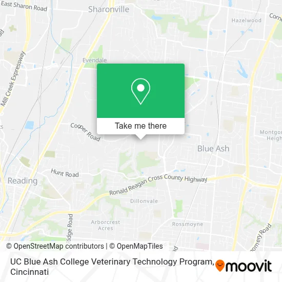 UC Blue Ash College Veterinary Technology Program map