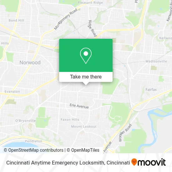 Cincinnati Anytime Emergency Locksmith map