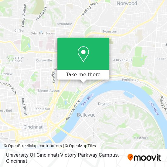 Mapa de University Of Cincinnati Victory Parkway Campus