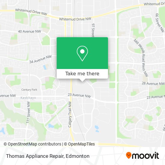 Thomas Appliance Repair map