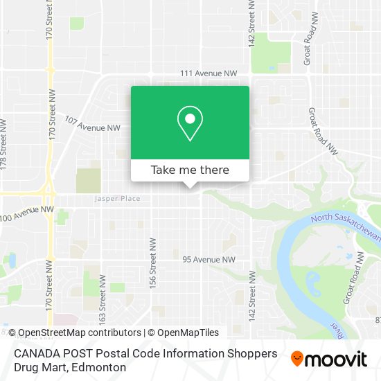 CANADA POST Postal Code Information Shoppers Drug Mart map