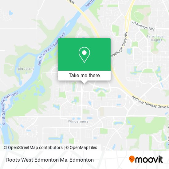Roots West Edmonton Ma map