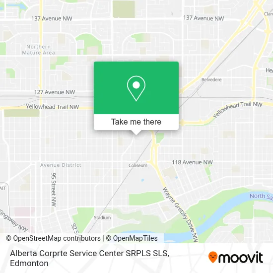 Alberta Corprte Service Center SRPLS SLS map