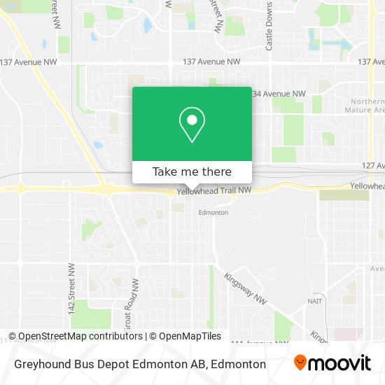 Greyhound Bus Depot Edmonton AB map