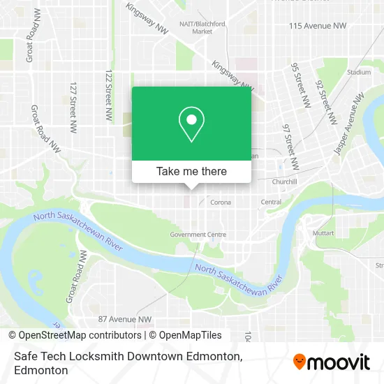 Safe Tech Locksmith Downtown Edmonton map