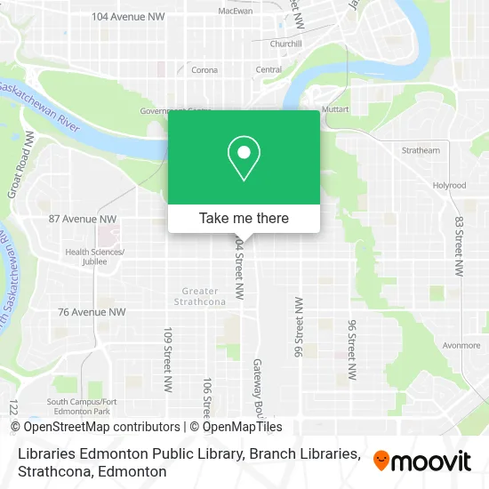 Libraries Edmonton Public Library, Branch Libraries, Strathcona map