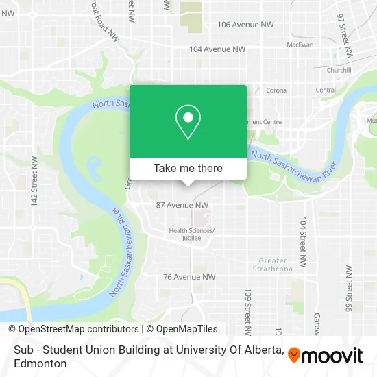 Sub - Student Union Building at University Of Alberta map