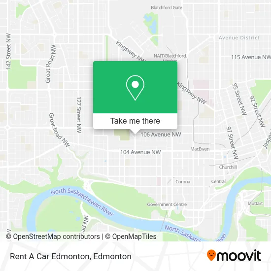 Rent A Car Edmonton map