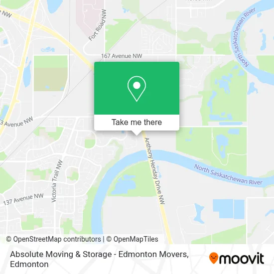Absolute Moving & Storage - Edmonton Movers map