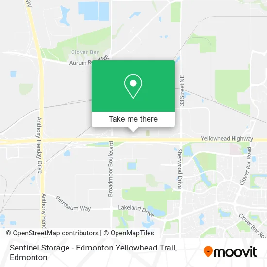 Sentinel Storage - Edmonton Yellowhead Trail map