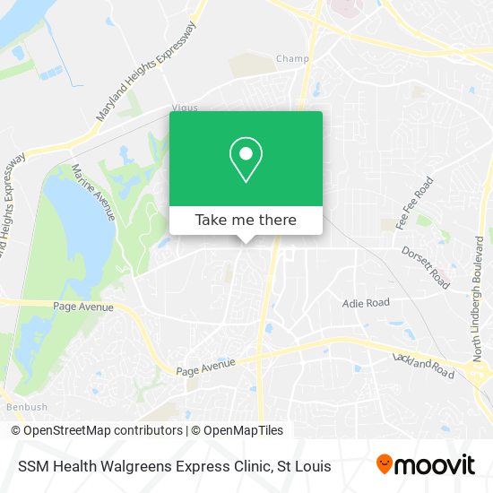 Mapa de SSM Health Walgreens Express Clinic