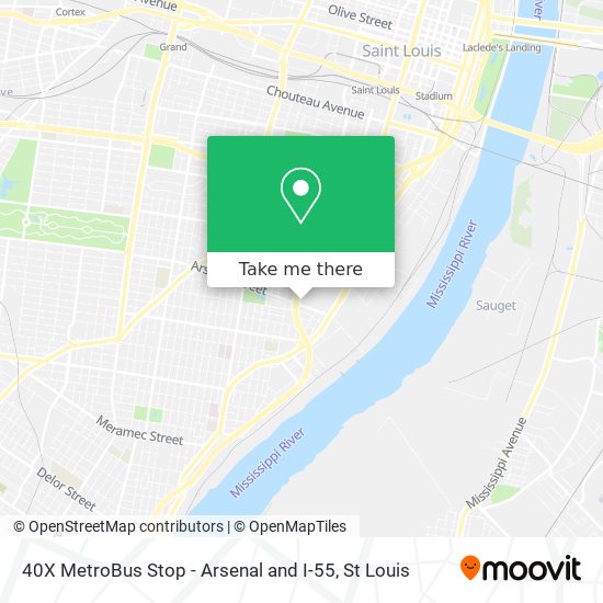 40X MetroBus Stop - Arsenal and I-55 map