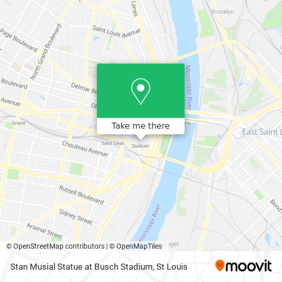 Stan Musial Statue at Busch Stadium map