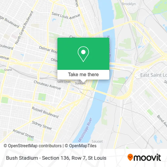 Bush Stadium - Section 136, Row 7 map