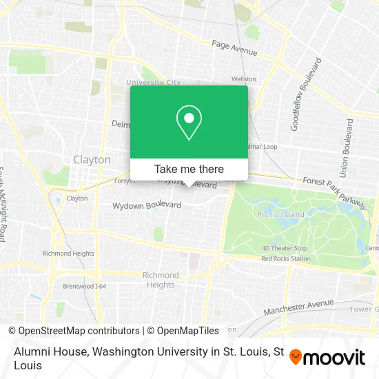 Alumni House, Washington University in St. Louis map