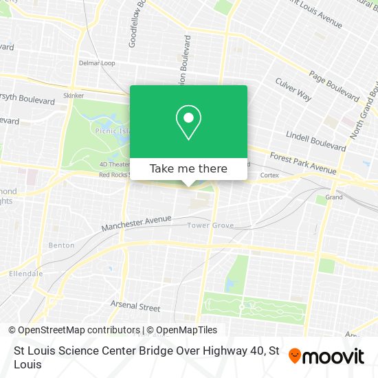Mapa de St Louis Science Center Bridge Over Highway 40
