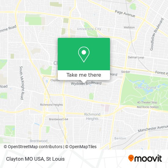 Clayton MO USA map