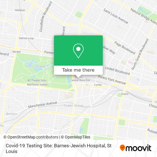 Mapa de Covid-19 Testing Site: Barnes-Jewish Hospital