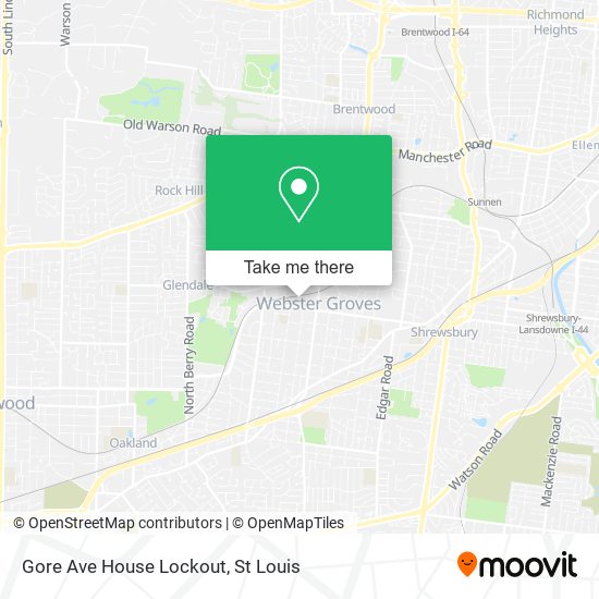 Gore Ave House Lockout map