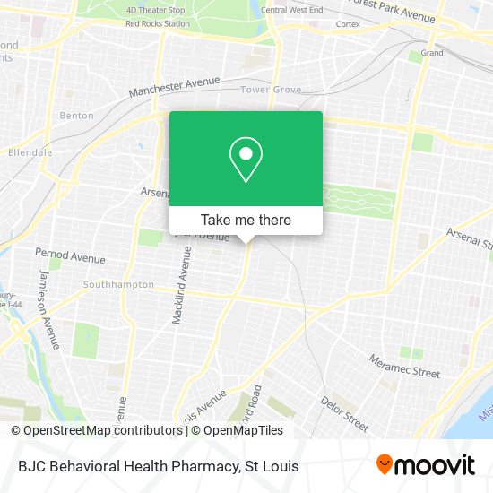 Mapa de BJC Behavioral Health Pharmacy