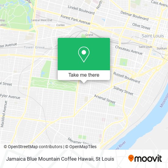 Mapa de Jamaica Blue Mountain Coffee Hawaii