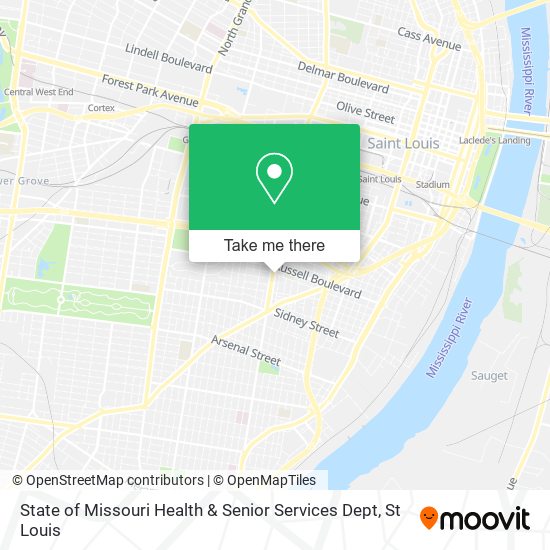 State of Missouri Health & Senior Services Dept map