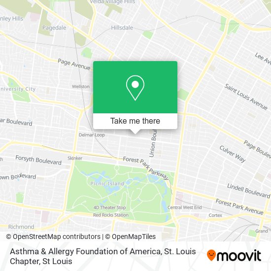 Asthma & Allergy Foundation of America, St. Louis Chapter map