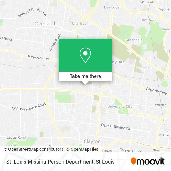 St. Louis Missing Person Department map