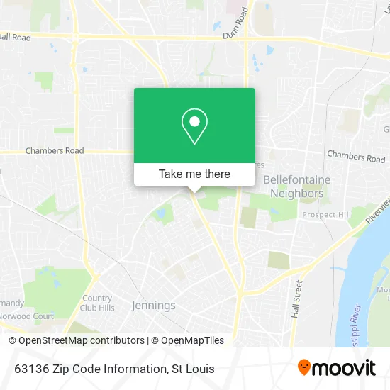 63136 Zip Code Information map