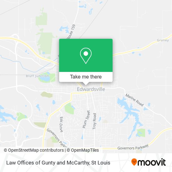 Law Offices of Gunty and McCarthy map