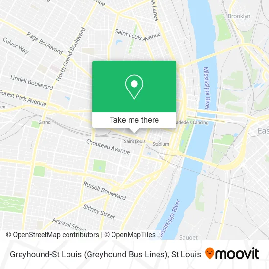 Mapa de Greyhound-St Louis (Greyhound Bus Lines)