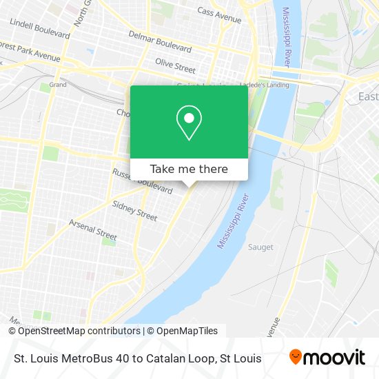 Mapa de St. Louis MetroBus 40 to Catalan Loop