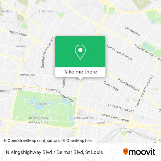 N Kingshighway Blvd / Delmar Blvd map