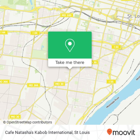 Mapa de Cafe Natasha's Kabob International, 3200 S Grand Blvd St Louis, MO 63118