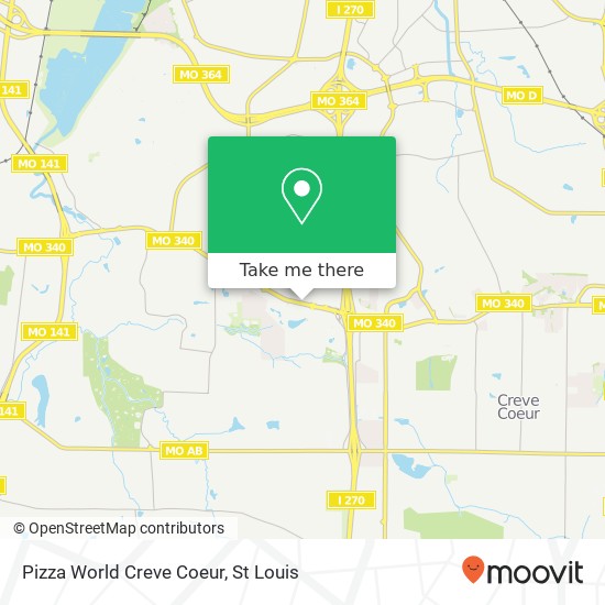 Mapa de Pizza World Creve Coeur, 12305 Olive Blvd St Louis, MO 63141