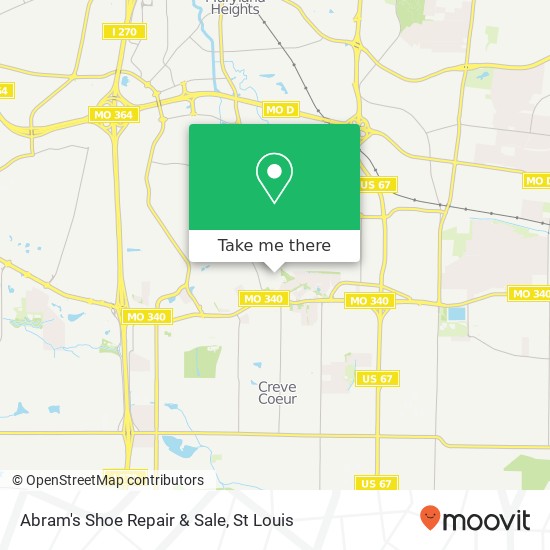 Mapa de Abram's Shoe Repair & Sale, 18 Country Squire Ct St Louis, MO 63146