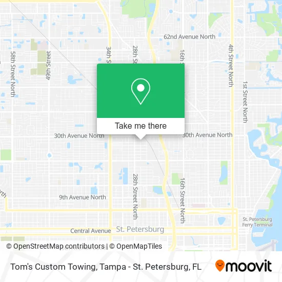 Tom's Custom Towing map