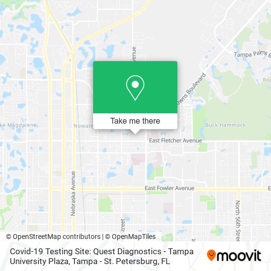 Mapa de Covid-19 Testing Site: Quest Diagnostics - Tampa University Plaza