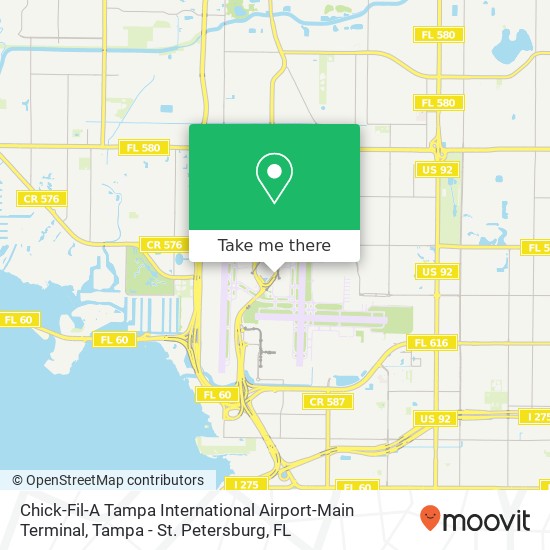 Chick-Fil-A Tampa International Airport-Main Terminal map