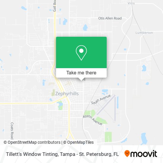 Tillett's Window Tinting map