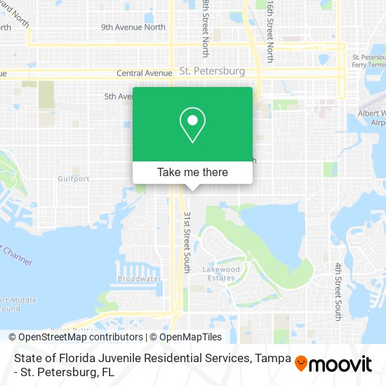State of Florida Juvenile Residential Services map