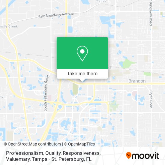 Professionalism, Quality, Responsiveness, Valuemary map