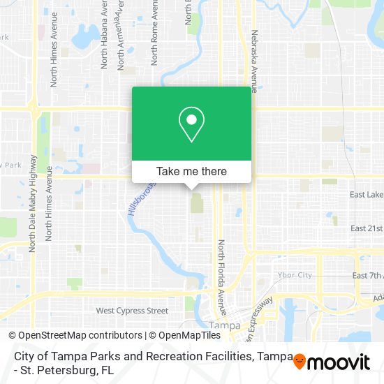 City of Tampa Parks and Recreation Facilities map