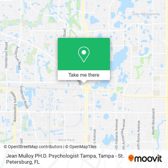 Jean Mulloy PH.D. Psychologist Tampa map