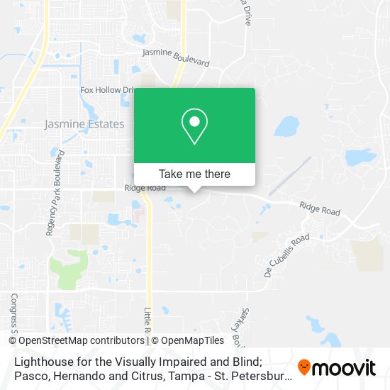 Mapa de Lighthouse for the Visually Impaired and Blind; Pasco, Hernando and Citrus