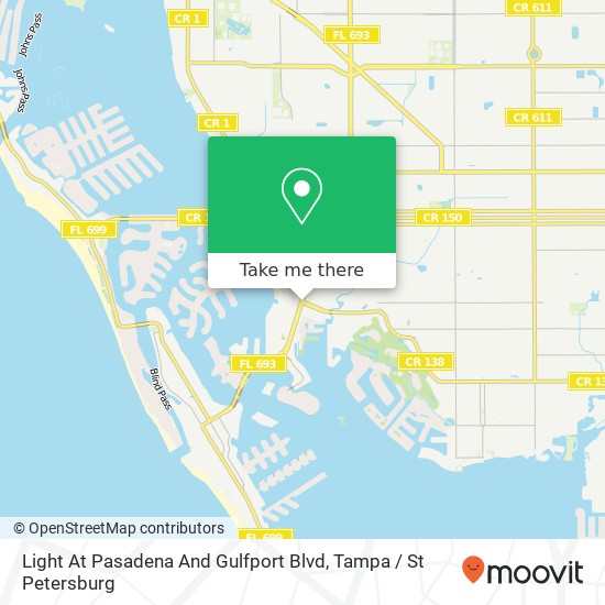 Light At Pasadena And Gulfport Blvd map
